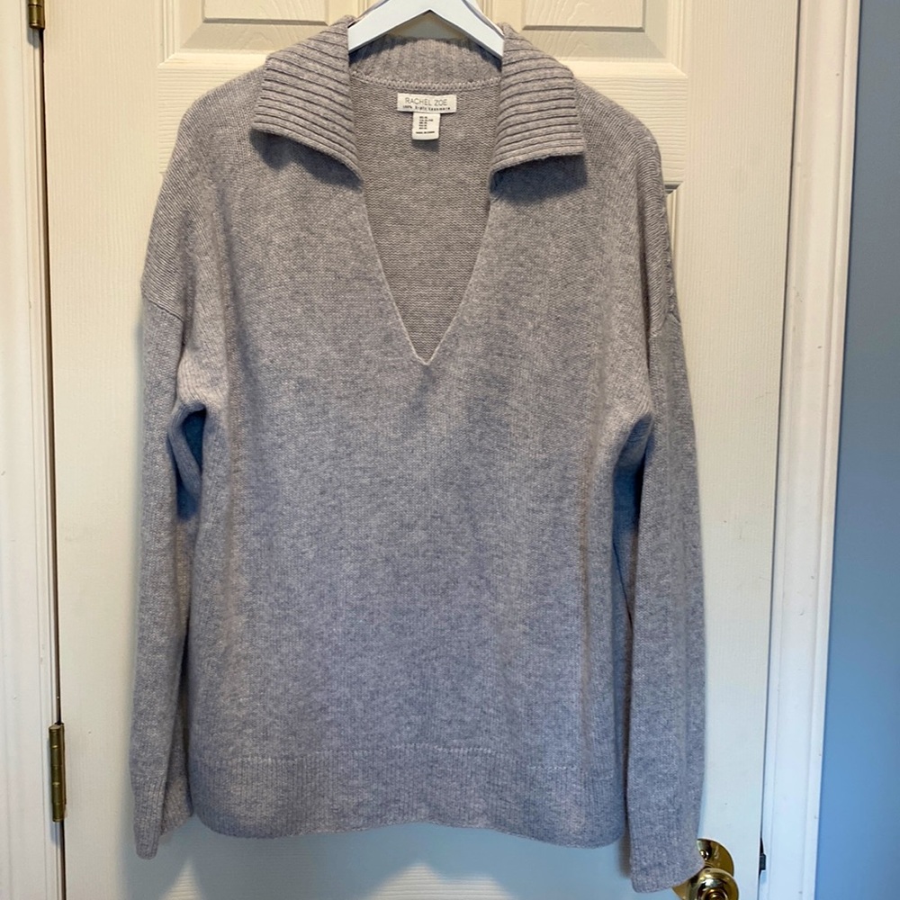 NWOT Rachel Zoe 2 Ply Cashmere Johnny Collared Sweater